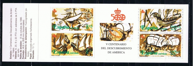 Edifil  3079C  V Cente. del Descubrimiento de América. Viajes.  