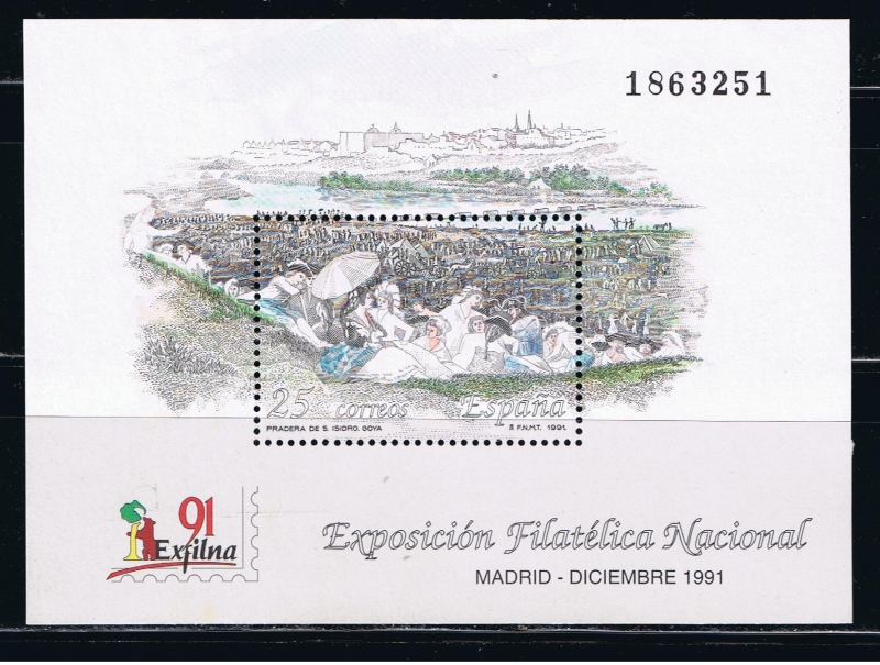 Edifil  3145  Exposición Filatélica Nacional Exfilna´91.  