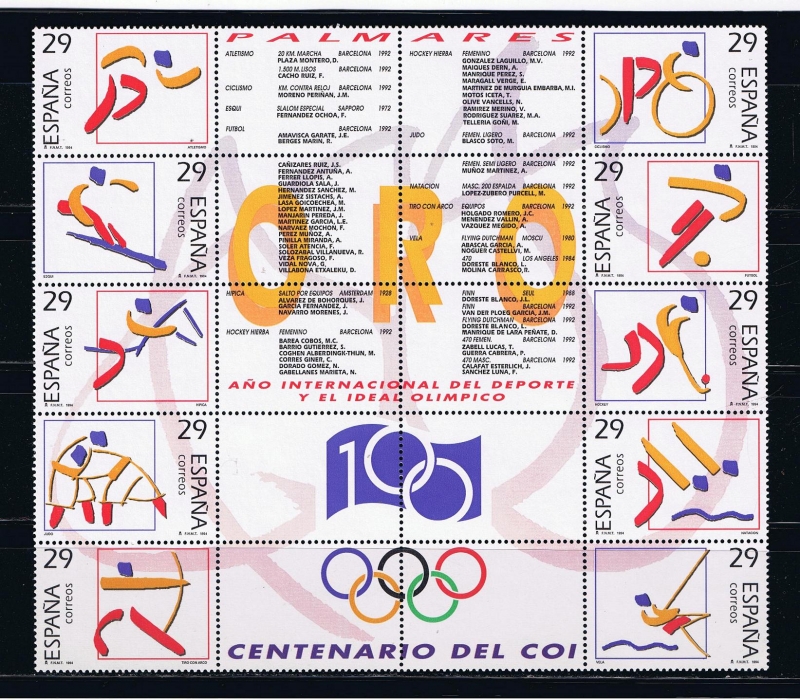 Edifil  3325 - 3334  Deportes.  Olímpicos de Oro.  