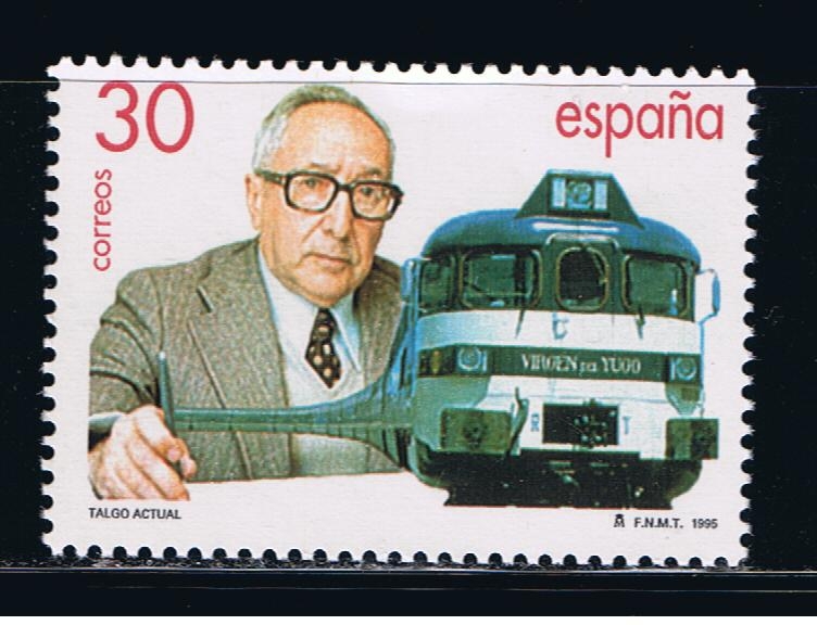 Edifil  3347  Tren Talgo. Centenario del nacimiento de Alejandro Goicoechea, su inventor.  