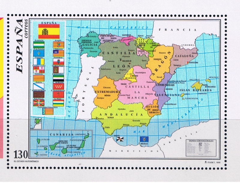 Edifil  3459  Mapa oficial del Estado Autonómico.  