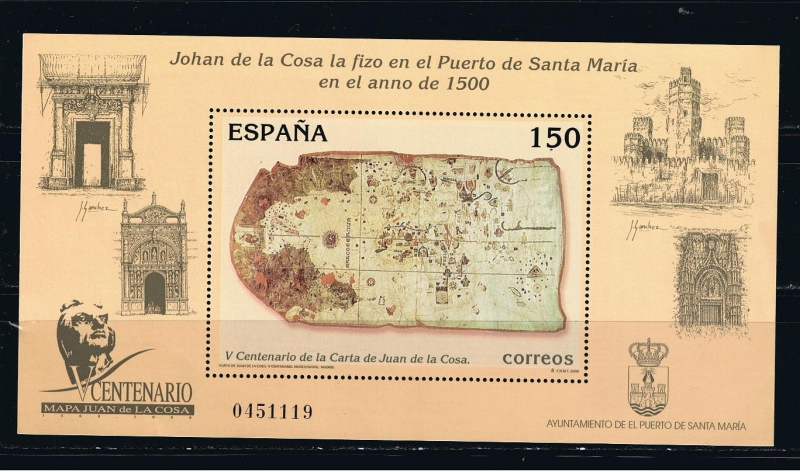 Edifil  3722 SH  V Cente. de la Carta de Juan de la Cosa.  