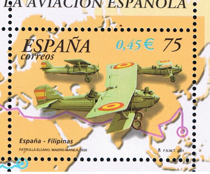 Edifil  3790 B  Aviación. 75º aniver. de primeros vuelos de la aviación española.  