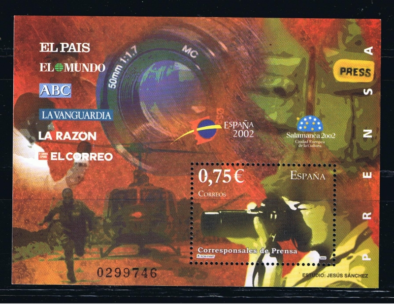 Edifil  3946  Exposición Mundial de Filatelia Juvenil España 2002.  Salamanca.   