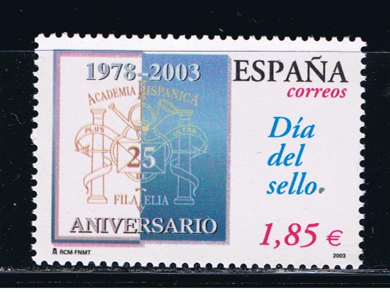 Edifil  3980  Día del Sello.25º aniver. de la Academia Huspánica de Filatelia. 