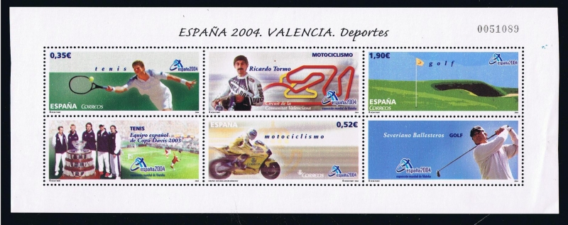 Edifil  4091  Exposición >Mundial de Filatelia España´2004.Valencia. Deportes.  