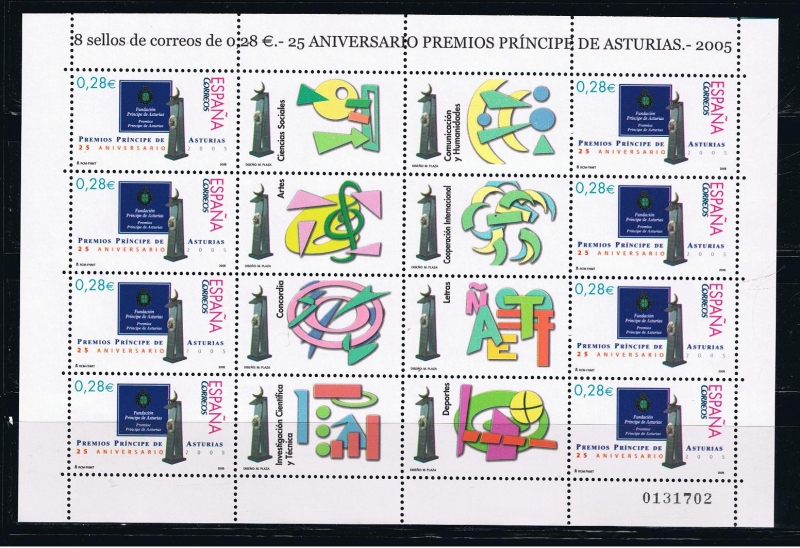 Edifil  4192 MP.  86  25º aniv. de los Premios Príncipe de Asturias.  