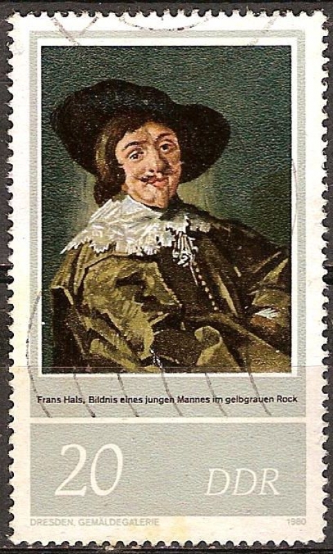 400a Aniv de Frans Hals (pintor).Hombre joven en la capa de color gris(Galeria de pintura de Dresde)