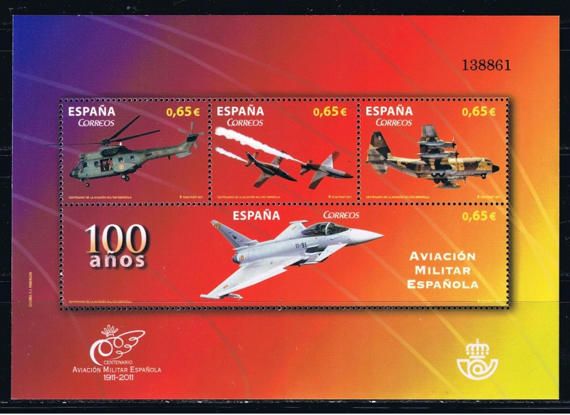 Edifil  4653  Centenario de la Aviación Militar Española 1911 - 2011. 