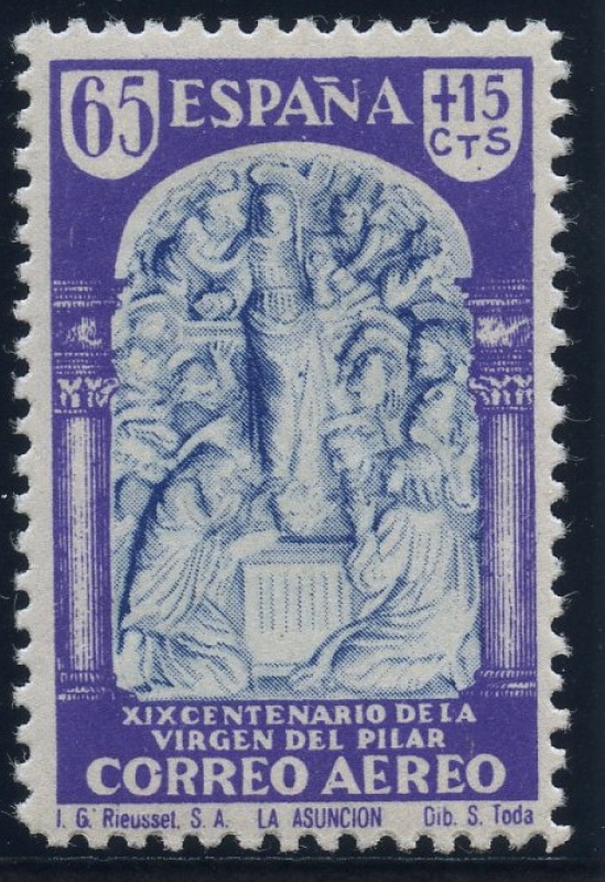 ESPAÑA 906 XIX CENTENARIO DE LA VENIDA DE LA VIRGEN DEL PILAR A ZARAGOZA