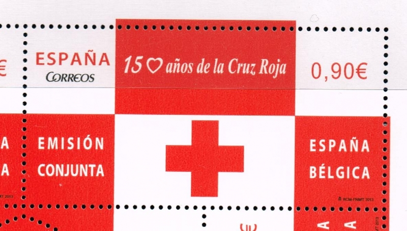 Edifil  4828  150 años de la Cruz Roja Emisión conjunta España-Bélgica.  