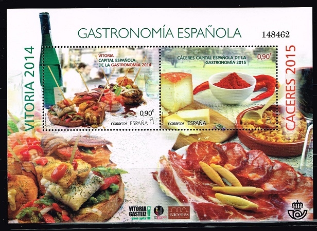 Edifil  4942 HB  Gastronomía Española.  Vitoria 2014- Cáceres 2015