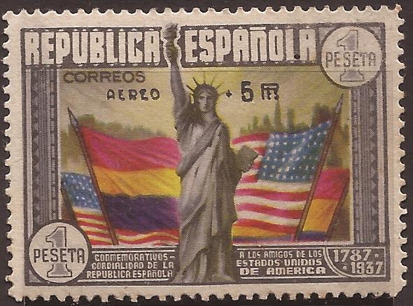 CL Aniversario Constitución EE.UU., 1938 aéreo 1 +5 ptas