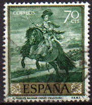 ESPAÑA 1959 1242 Sello Pintor Diego Velázquez El Principe Baltasar Carlos 70cts Usado