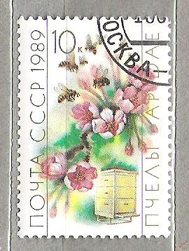 1989 Flores abejas y pañal de miel