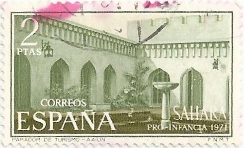 SÁHARA ESPAÑOL. PRO INFANCIA 1971. PARADOR DE TURISMO DE EL AAIÚN. EDIFIL ES-SH 289