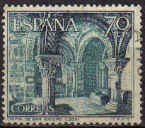 ESPAÑA 1964 1543 Sello Serie Turistica Paisajes y Monumentos Cripta de San Isidoro Leon Usado