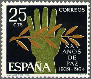 ESPAÑA 1964 1576 Sello Nuevo XXV Años de Paz Española Alegoría