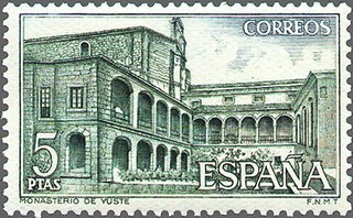 ESPAÑA 1965 1688 Sello Nuevos Monasterio de Yuste Claustro Novicios