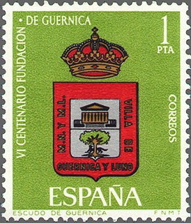 ESPAÑA 1966 1721 Sello Nuevo Centenario Guernica Escudo de Guernica