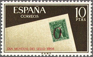 ESPAÑA 1966 1725 Sello Nuevo Dia Mundial Del Sello Signo de Porteo de Alicante c/señal charnela