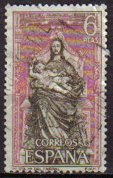 ESPAÑA 1968 1896 Sello Monasterio de Sta. Mª del Parral (Avila) La Virgen y el Niño Usado