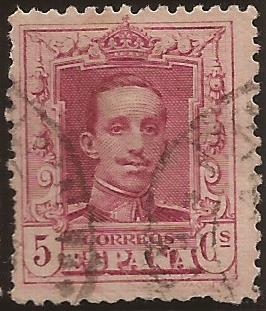 Alfonso XIII. Tipo Vaquer, carmín  1922 5 cents