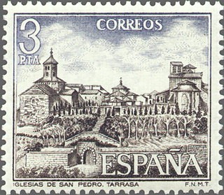 ESPAÑA 1975 2268 Sello Nuevo IX Serie Turistica Iglesia de S Pedro Tarrasa Barcelona c/s charnela