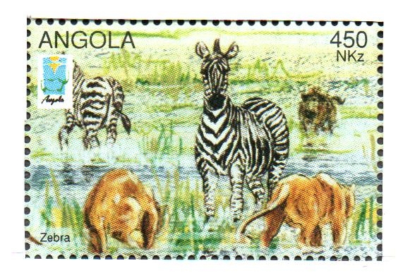 Sello: ZEBRAS Y LEONES 450 Nkz multide Angola Africa