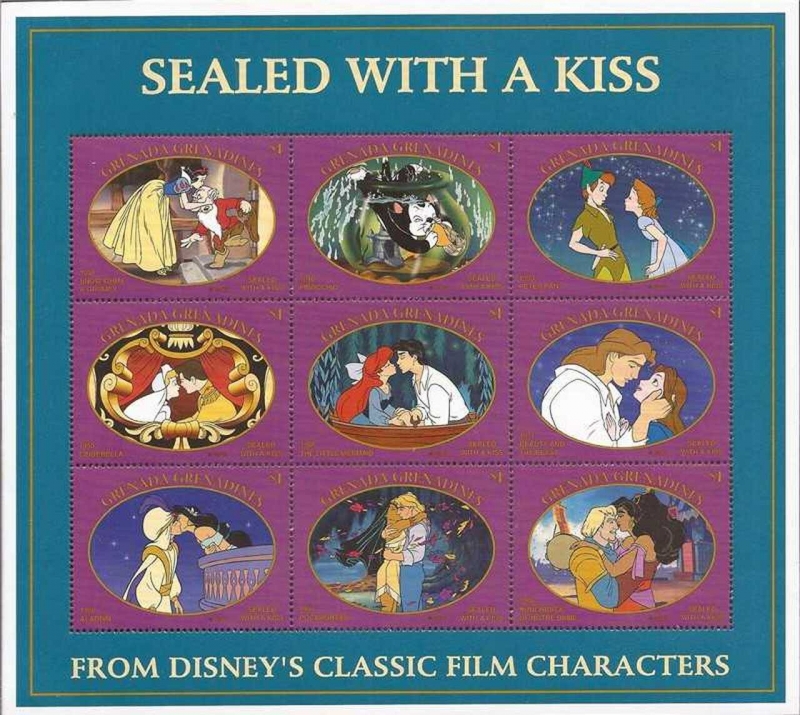 Granada - 1997 Disney Sealed With a Kiss - Hoja de 9 sellos