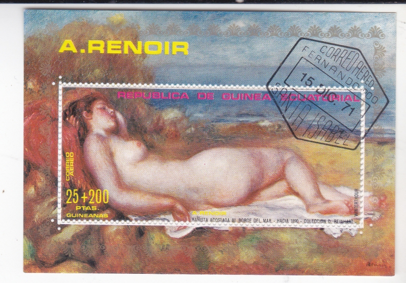 PINTURA- Bañista acostada al borde del mar A.RENOIR