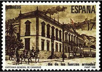 ESPAÑA 1986 2849 Sello Nuevo Dia Fuerzas Armadas Capitanía General de Canarias Yvert2464 Scott2478