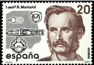 ESPAÑA 1987 2881 Sello Nuevo I Centenario de la Muerte de Narcis Monturiol Yvert2527 Scott2527