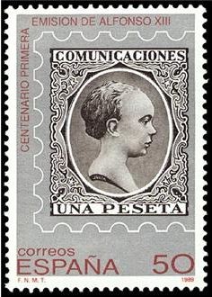 ESPAÑA 1989 3024 Sello Nuevo Centenario 1ª Emision del Sello Alfonso XIII Pelón de 1889 Michel2904 S