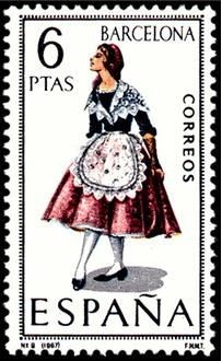 ESPAÑA 1967 1774 Sello ** Trajes Tipicos Españoles Barcelona