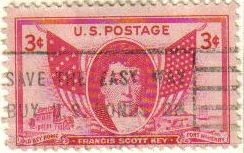 USA 1948 Scott 962 Sello Novelista Francis Scott Key  Banderas Americanas de 1814 y 1948 usado Estad