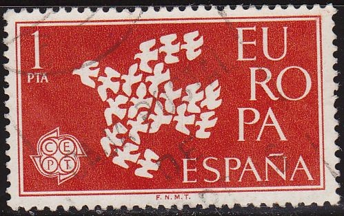 ESPAÑA 1961 1371 Sello Europa CEPT Paloma de la Paz 1p usado