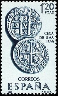 ESPAÑA 1966 1753 Sello Nuevo VII Forjadores América Ceca de Lima 1699