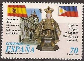 ESPAÑA 1998 3552 Sello Nuevo Aniversario Independencia Filipinas Imagen y Basilica del Santo Niño de