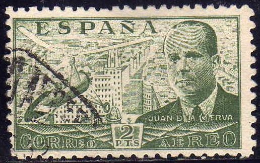 ESPAÑA 1941 945 Sello º Juan de la Cierva y Autogiro 2p